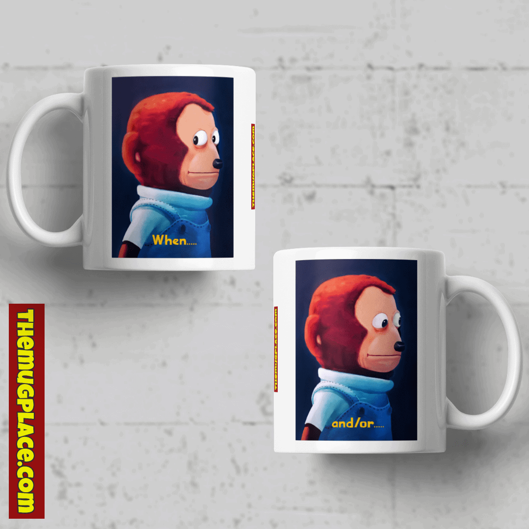 monkey looking away meme mug
